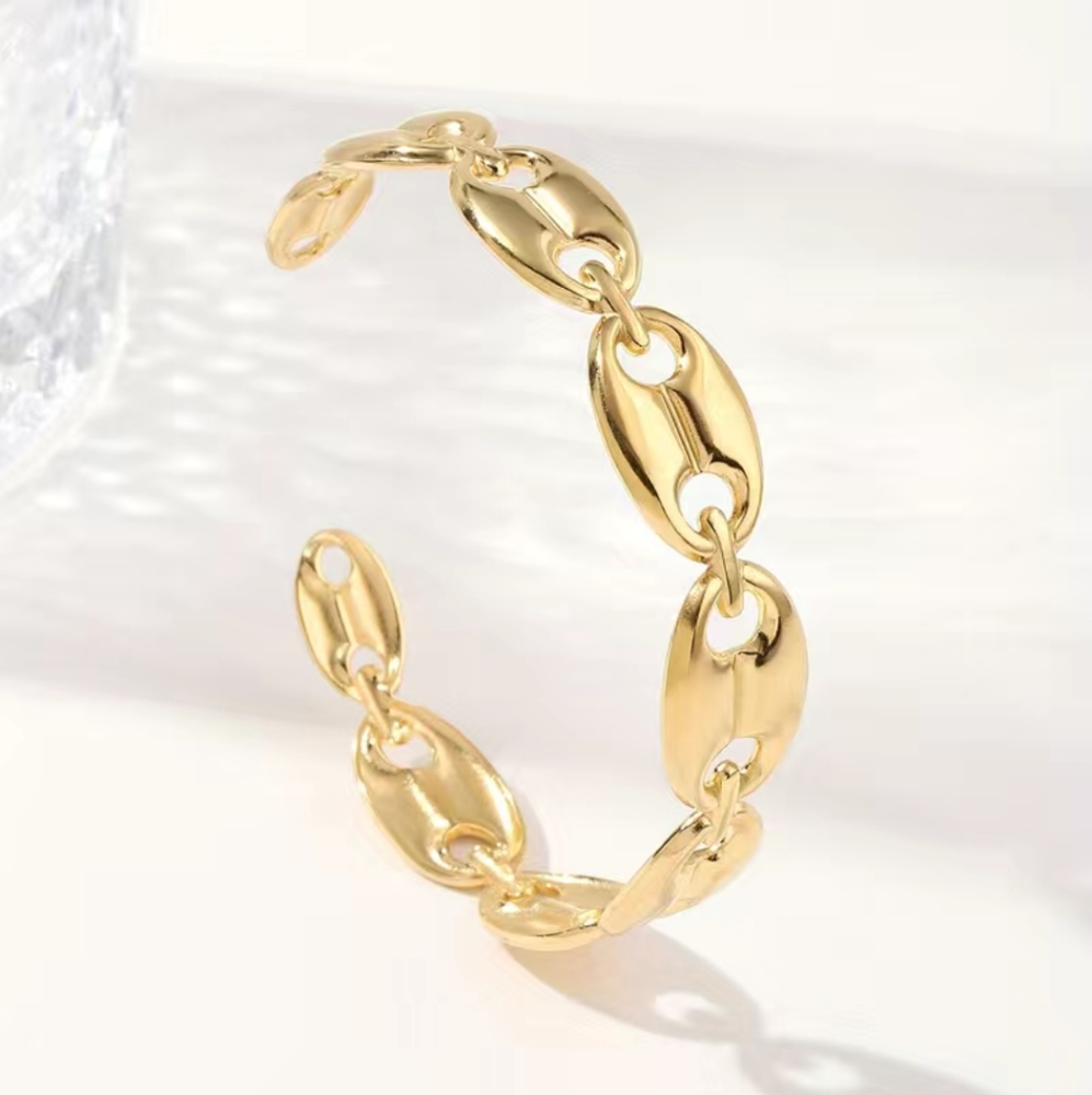 Coffee Beans Adjustable Bangle 18K Gold Plated